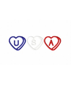 Free USA Heart Trio Embroidery Design 4x4
