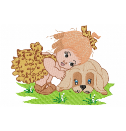 Free Girl and dog Embroidery Design 5x7 pes 