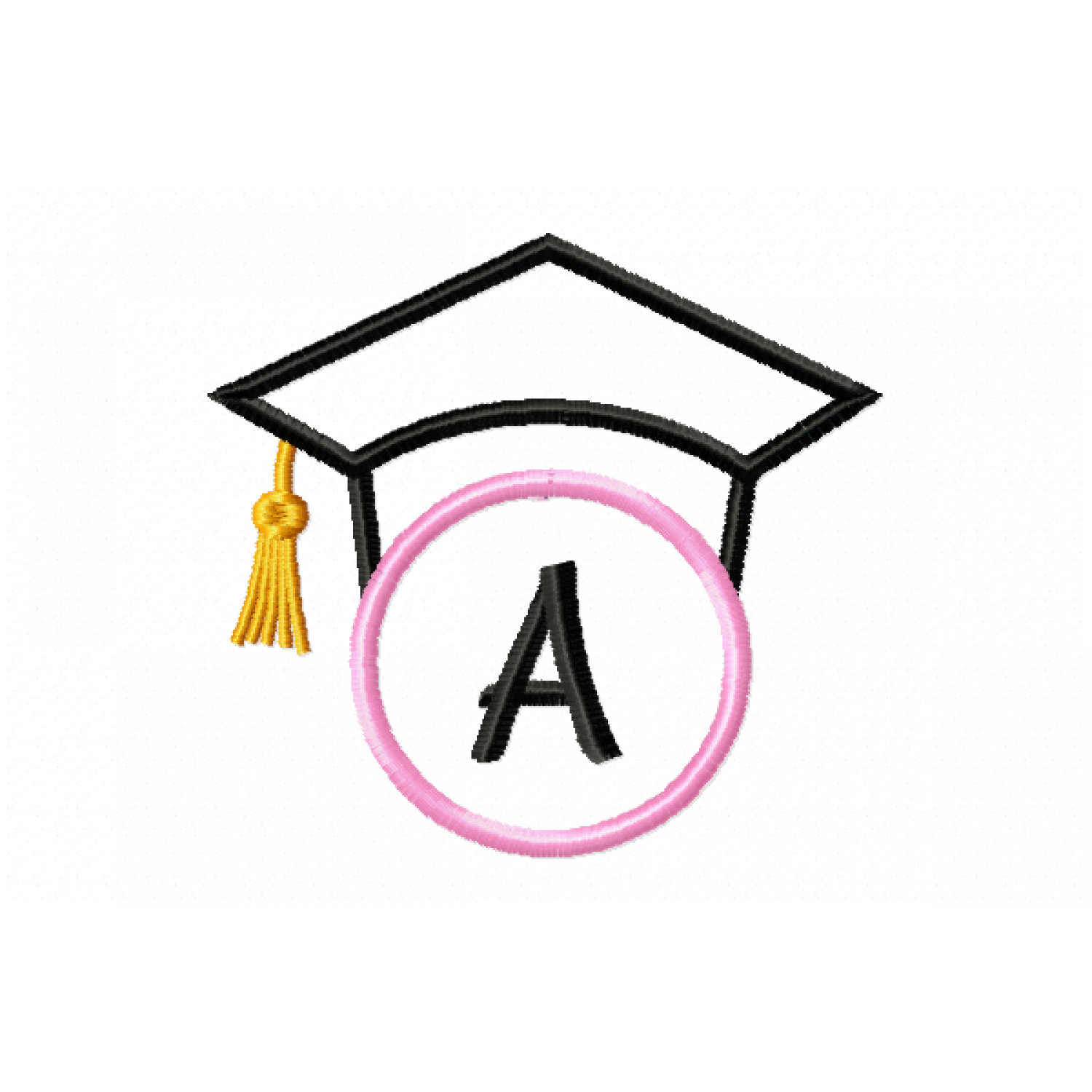 Graduation Cap Monogram Letter A Embroidery Design