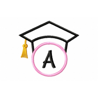 Graduation Cap Monogram Letter A Embroidery Design