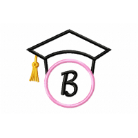 Graduation Cap Monogram Letter B Embroidery Design