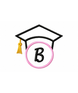 Graduation Cap Monogram Letter B Embroidery Design