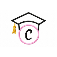 Graduation Cap Monogram Letter C Embroidery Design