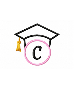 Graduation Cap Monogram Letter C Embroidery Design
