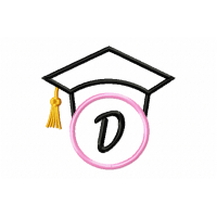 Graduation Cap Monogram Letter D Embroidery Design