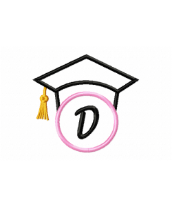 Graduation Cap Monogram Letter D Embroidery Design