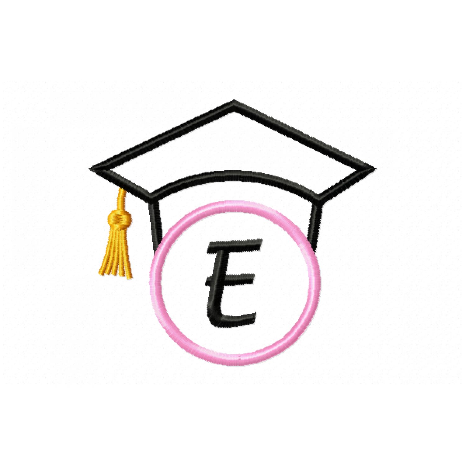 Graduation Cap Monogram Letter D Embroidery Design