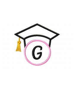 Graduation Cap Monogram Letter G Embroidery Design