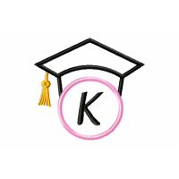 Graduation Cap Monogram Letter K Embroidery Design