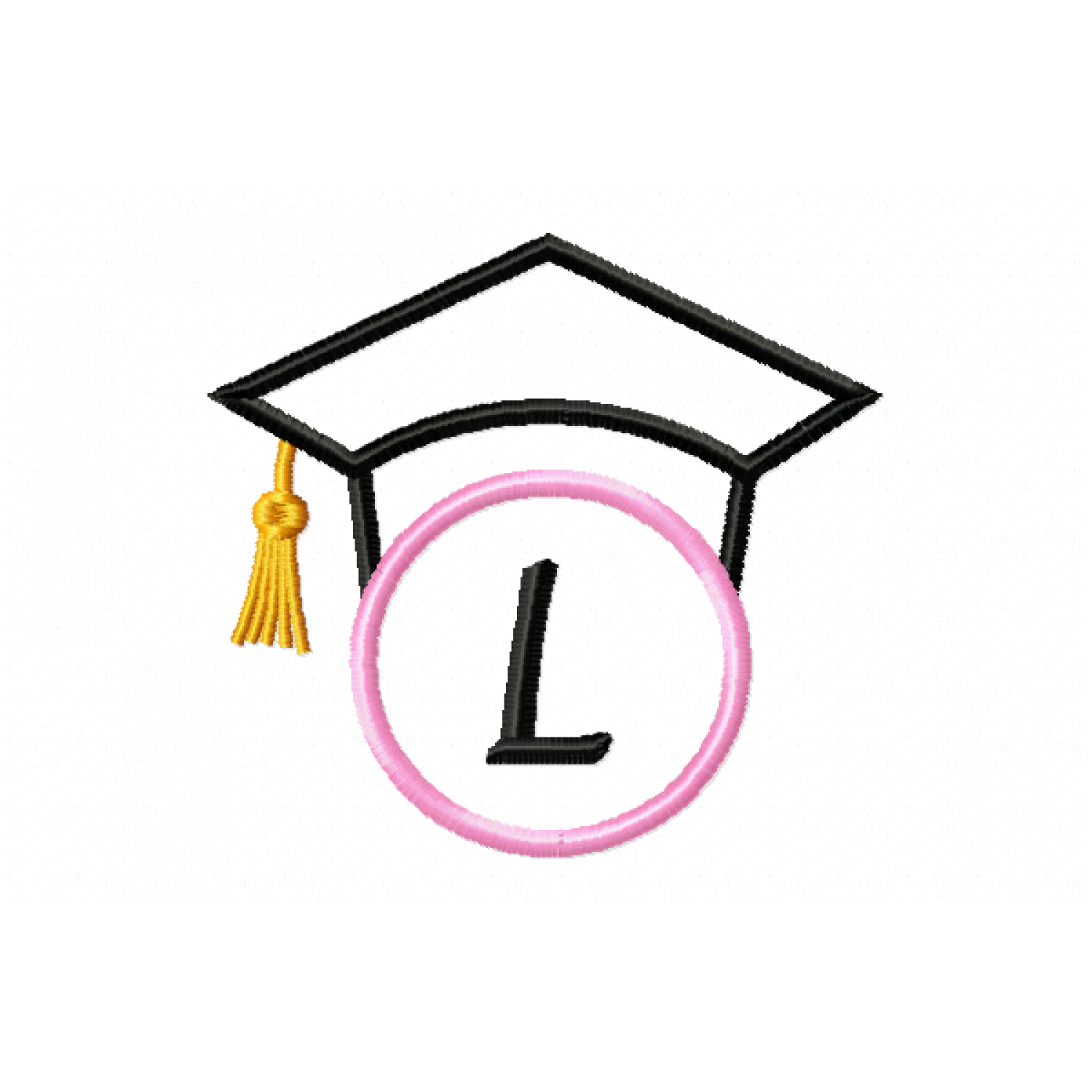 Graduation Cap Monogram Letter L Embroidery Design