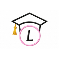 Graduation Cap Monogram Letter L Embroidery Design
