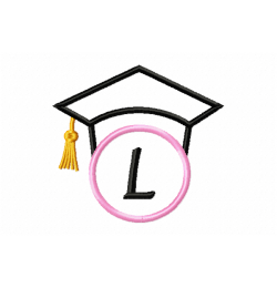 Graduation Cap Monogram Letter L Embroidery Design
