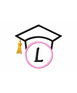 Graduation Cap Monogram Letter L Embroidery Design