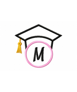 Graduation Cap Monogram Letter M Embroidery Design