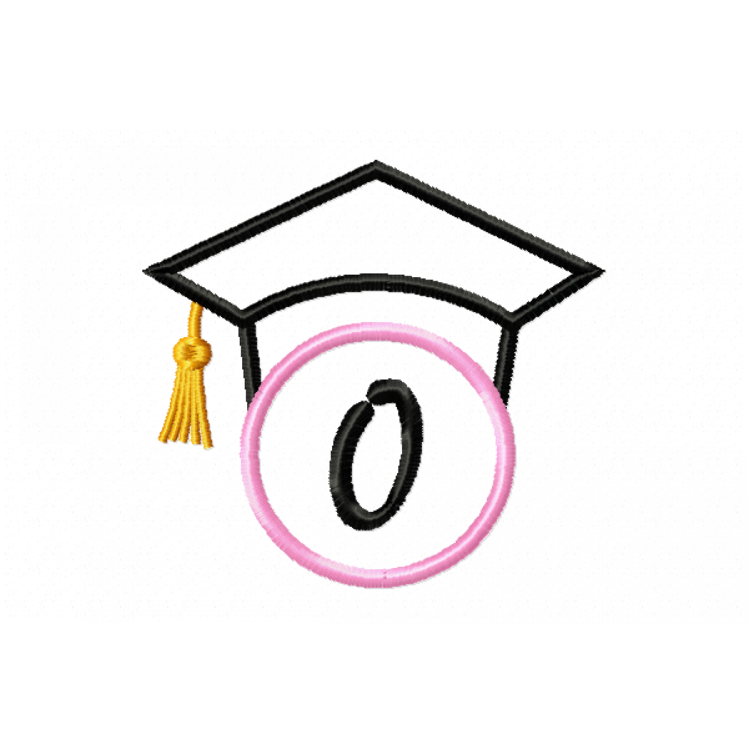 Graduation Cap Monogram Letter O Embroidery Design