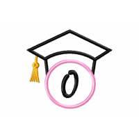 Graduation Cap Monogram Letter O Embroidery Design