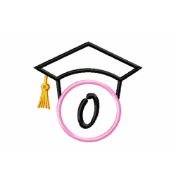 Graduation Cap Monogram Letter O Embroidery Design