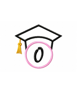 Graduation Cap Monogram Letter O Embroidery Design