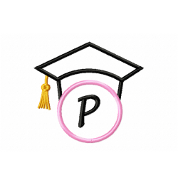 Graduation Cap Monogram Letter P Embroidery Design Graduation Cap Monogram Letter P Embroidery Design