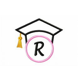 Graduation Cap Monogram Letter R Embroidery Design Graduation Cap Monogram Letter R Embroidery Design