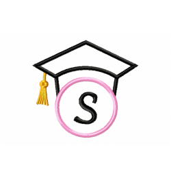 Graduation Cap Monogram Letter S Embroidery Design Graduation Cap Monogram Letter S Embroidery Design