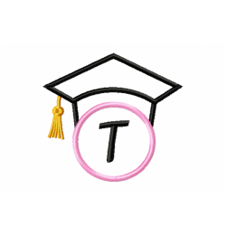Graduation Cap Monogram Letter T Embroidery Design Graduation Cap Monogram Letter T Embroidery Design