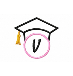 Graduation Cap Monogram Letter V Embroidery Design Graduation Cap Monogram Letter V Embroidery Design
