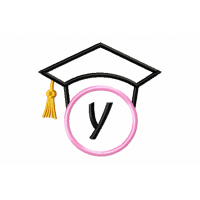 Graduation Cap Monogram Letter Y Embroidery Design