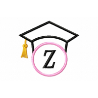 Graduation Cap Monogram Letter Z Embroidery Design
