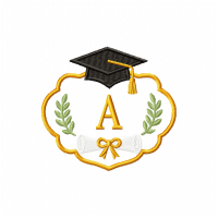 Graduation Monogram Frame Letter A Embroidery Design
