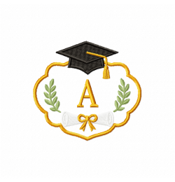 Graduation Monogram Frame Letter A Embroidery Design