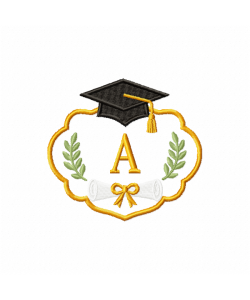 Graduation Monogram Frame Letter A Embroidery Design