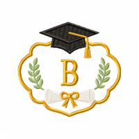 Graduation Monogram Frame Letter B Embroidery Design