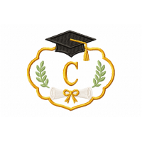 Graduation Monogram Frame Letter C Embroidery Design