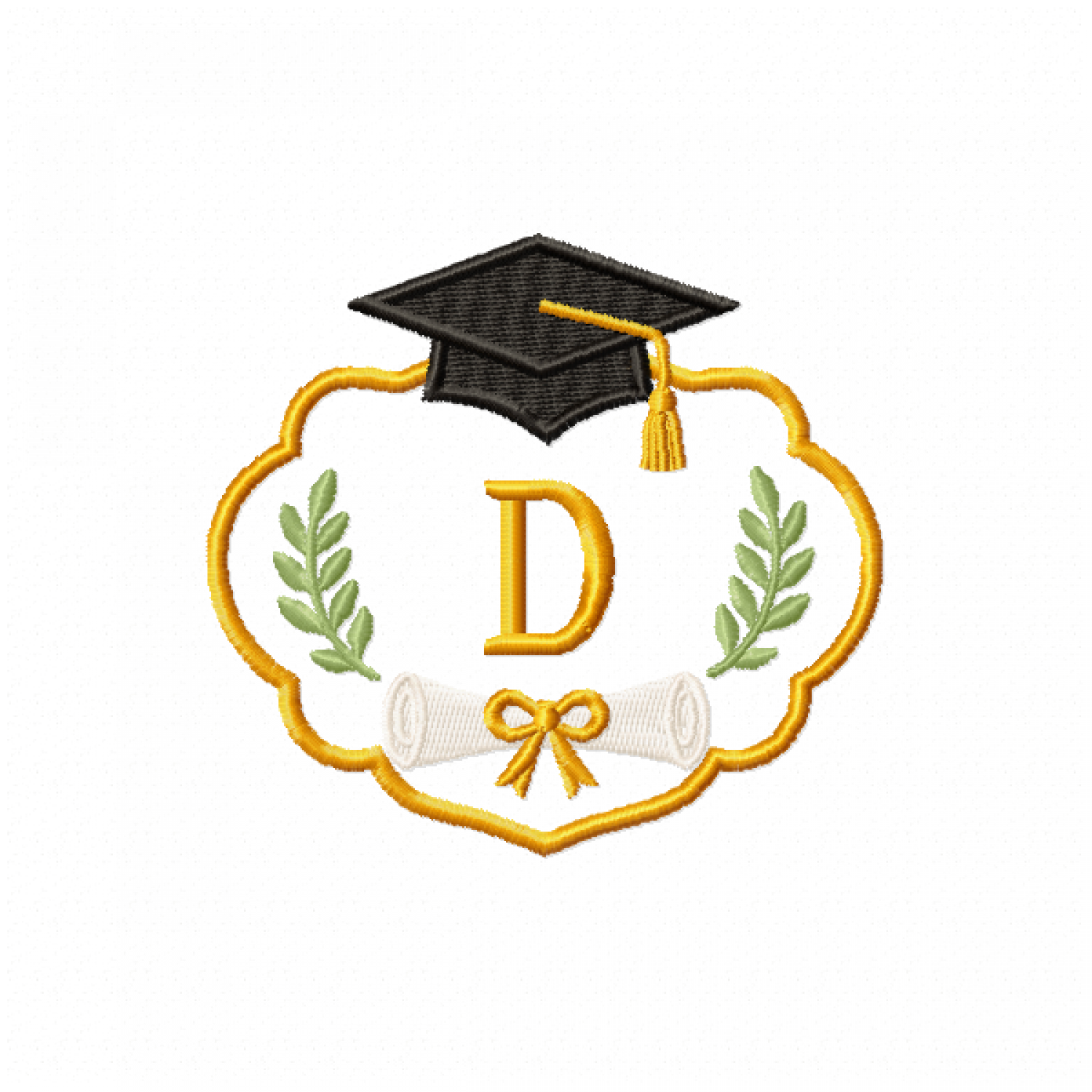 Graduation Monogram Frame Letter D Embroidery Design