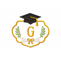 Graduation Monogram Frame Letter G Embroidery Design