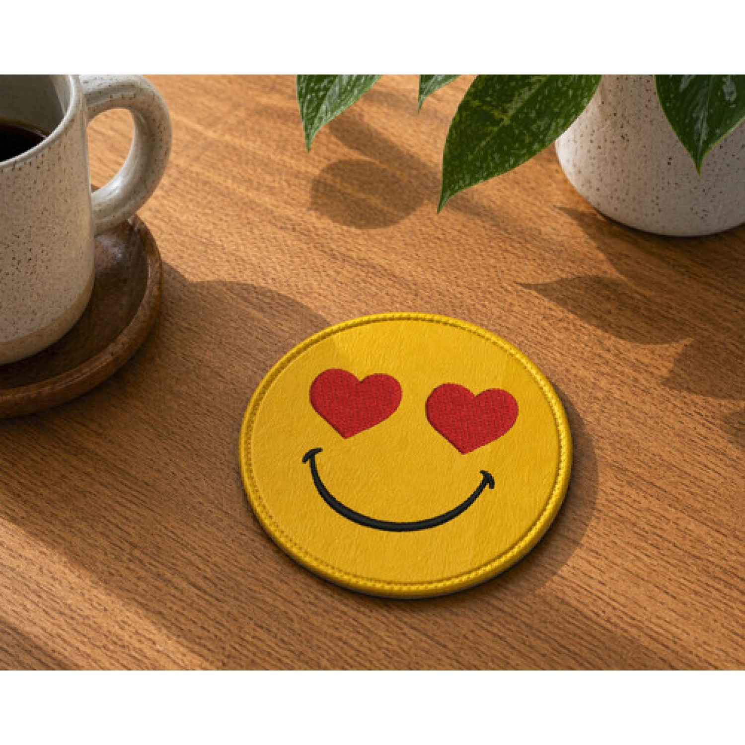 Heart Eyes Smiley Face In The Hoop Embroidery Design 4x4