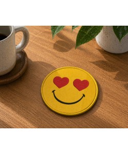 Heart Eyes Smiley Face In The Hoop Embroidery Design 4x4