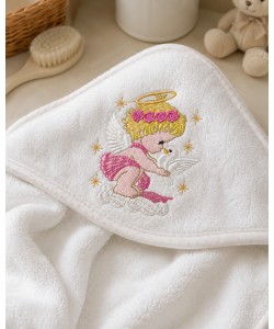 Heavenly Cherub Angel Embroidery Design for Baby Towels & Nursery Gifts
