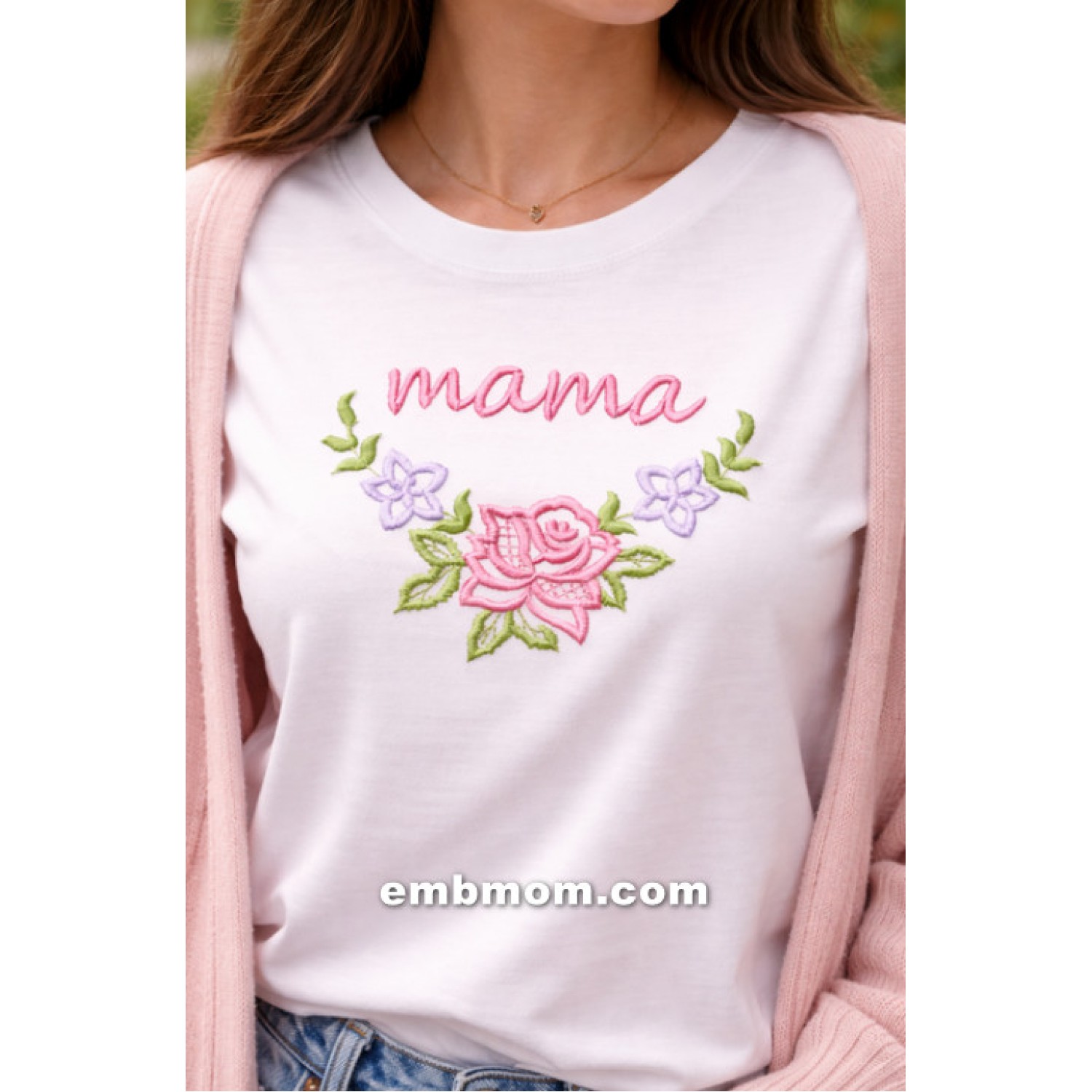Mama Floral Embroidery Design