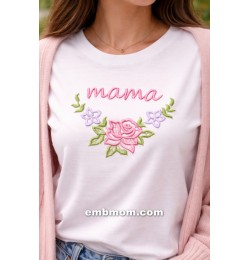 Mama Floral Embroidery Design