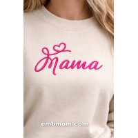 Mama Heart Embroidery Design 5x7
