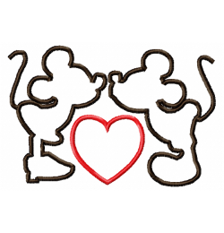 Cute Cartoon Mouse Couple Embroidery Design