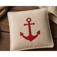 Nautical Red Anchor Embroidery Design