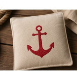 Nautical Red Anchor Embroidery Design