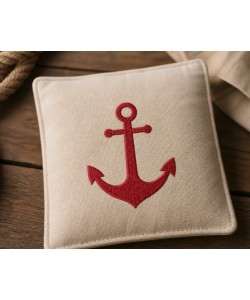 Nautical Red Anchor Embroidery Design