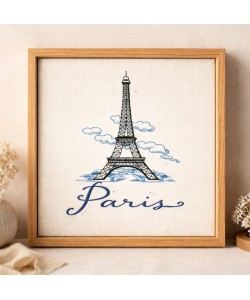 Cute Paris France Embroidery Design