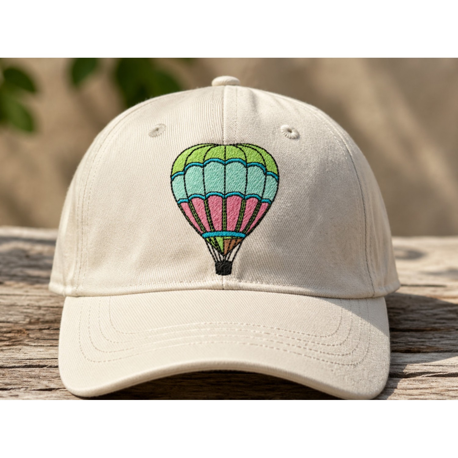 Pastel Hot Air Balloon Embroidery Design
