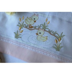 Two Ducks On A Lake Embroidery Design 5x7