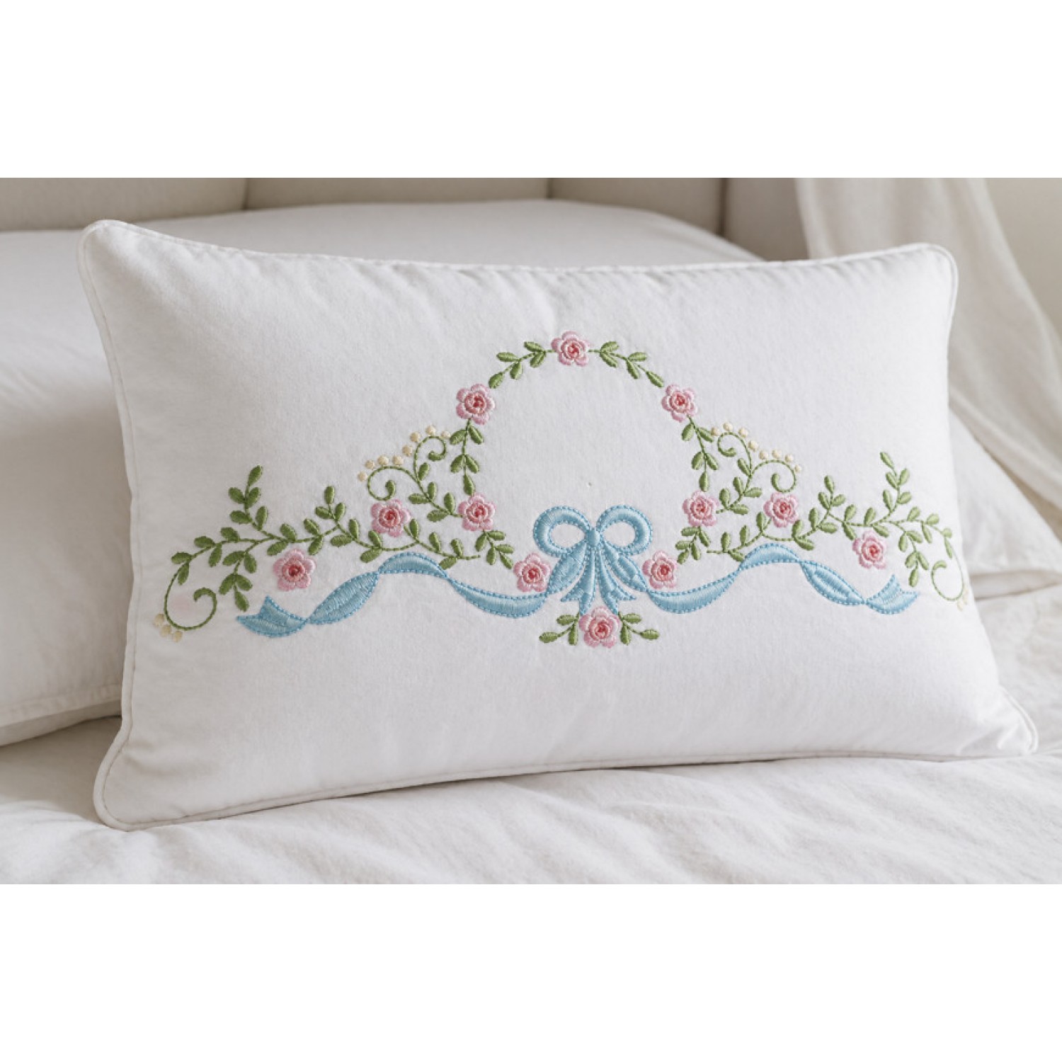 Royal Pastel Floral Ribbon Embroidery Design